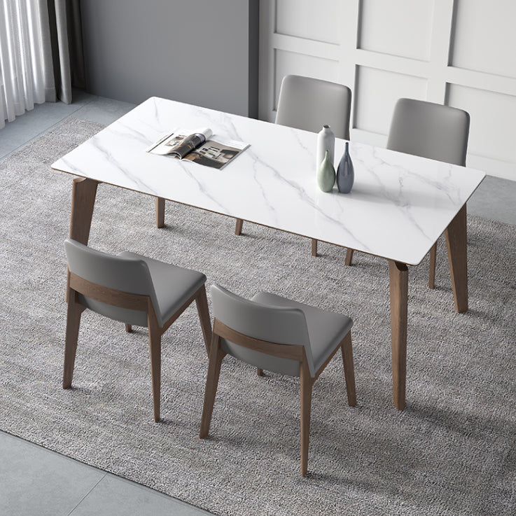 Sintered Stone Rectangle Table Medieval Modern White Table with 4 Legs for Restaurant Clearhalo ' dining_table' 'Dining Tables & Seating' 'Dining Tables' 'furn' 'furn_dining_table' 'Furniture' 'furniture_dining_table' 'Kitchen & Dining Furniture' 'kitchen&dining_furn' 'kitchen' 'kitchen_dining_table' 4111757
