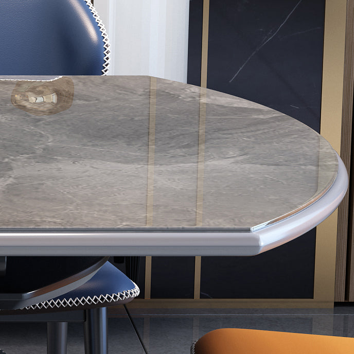 Glam Sintered Stone Extendable Table Round Shape Standard Dining Table for Kitchen Clearhalo ' dining_table' 'Dining Tables & Seating' 'Dining Tables' 'furn' 'furn_dining_table' 'Furniture' 'furniture_dining_table' 'Kitchen & Dining Furniture' 'kitchen&dining_furn' 'kitchen' 'kitchen_dining_table' 4111783