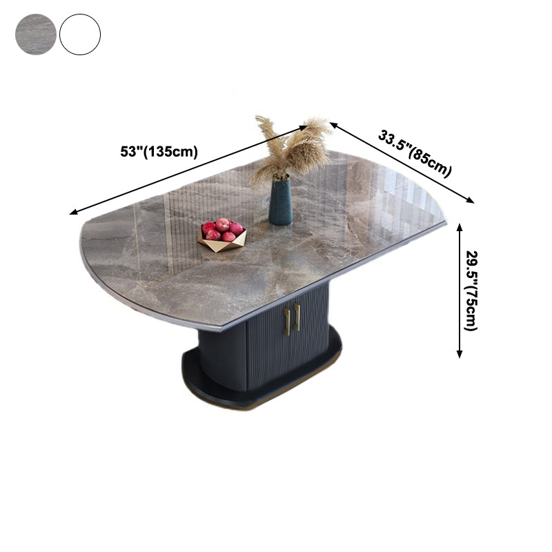Glam Sintered Stone Extendable Table Round Shape Standard Dining Table for Kitchen Clearhalo ' dining_table' 'Dining Tables & Seating' 'Dining Tables' 'furn' 'furn_dining_table' 'Furniture' 'furniture_dining_table' 'Kitchen & Dining Furniture' 'kitchen&dining_furn' 'kitchen' 'kitchen_dining_table' 4111788