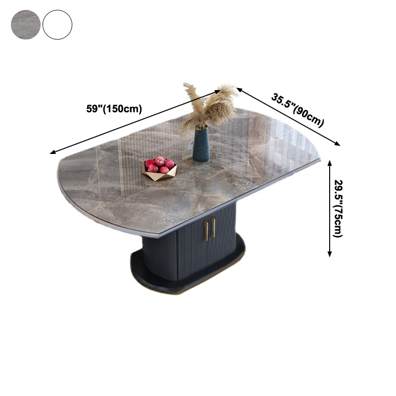 Glam Sintered Stone Extendable Table Round Shape Standard Dining Table for Kitchen Clearhalo ' dining_table' 'Dining Tables & Seating' 'Dining Tables' 'furn' 'furn_dining_table' 'Furniture' 'furniture_dining_table' 'Kitchen & Dining Furniture' 'kitchen&dining_furn' 'kitchen' 'kitchen_dining_table' 4111789