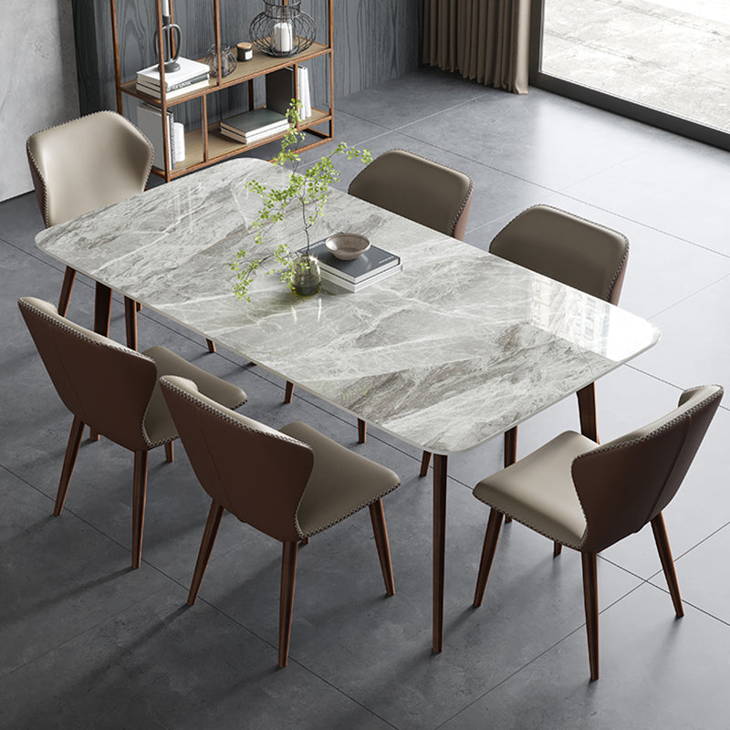 Sintered Stone Dining Table Mid-Century Style 4 Legs Rectangle Table for Dining Room Clearhalo ' dining_table' 'Dining Tables & Seating' 'Dining Tables' 'furn' 'furn_dining_table' 'Furniture' 'furniture_dining_table' 'Kitchen & Dining Furniture' 'kitchen&dining_furn' 'kitchen' 'kitchen_dining_table' 4111791