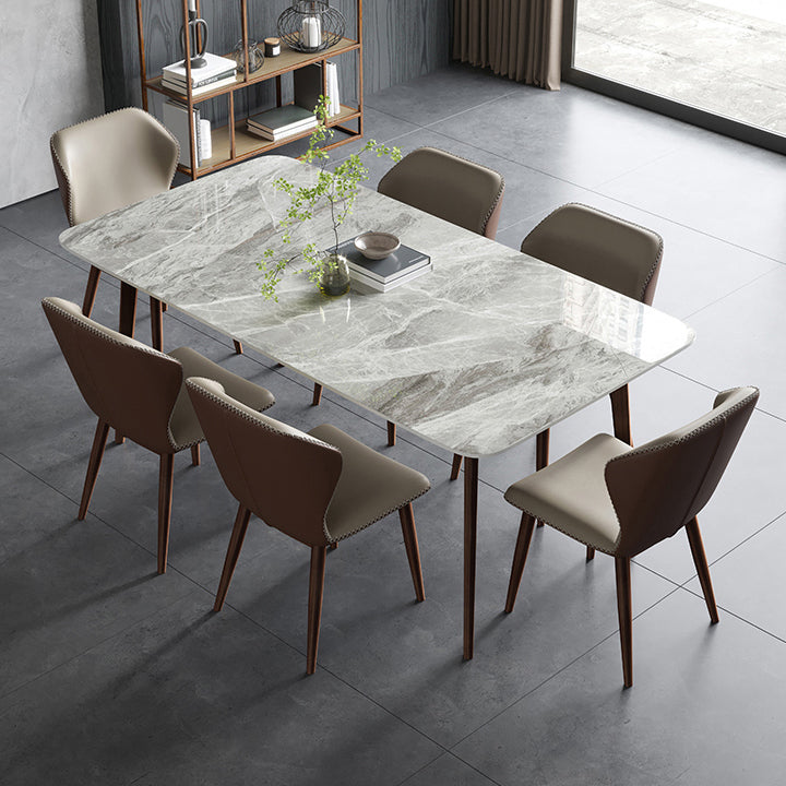 Sintered Stone Dining Table Mid-Century Style 4 Legs Rectangle Table for Dining Room Clearhalo ' dining_table' 'Dining Tables & Seating' 'Dining Tables' 'furn' 'furn_dining_table' 'Furniture' 'furniture_dining_table' 'Kitchen & Dining Furniture' 'kitchen&dining_furn' 'kitchen' 'kitchen_dining_table' 4111798