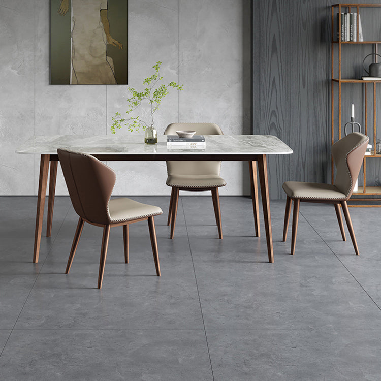 Sintered Stone Dining Table Mid-Century Style 4 Legs Rectangle Table for Dining Room Clearhalo ' dining_table' 'Dining Tables & Seating' 'Dining Tables' 'furn' 'furn_dining_table' 'Furniture' 'furniture_dining_table' 'Kitchen & Dining Furniture' 'kitchen&dining_furn' 'kitchen' 'kitchen_dining_table' 4111799