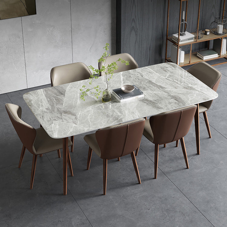 Sintered Stone Dining Table Mid-Century Style 4 Legs Rectangle Table for Dining Room Clearhalo ' dining_table' 'Dining Tables & Seating' 'Dining Tables' 'furn' 'furn_dining_table' 'Furniture' 'furniture_dining_table' 'Kitchen & Dining Furniture' 'kitchen&dining_furn' 'kitchen' 'kitchen_dining_table' 4111800