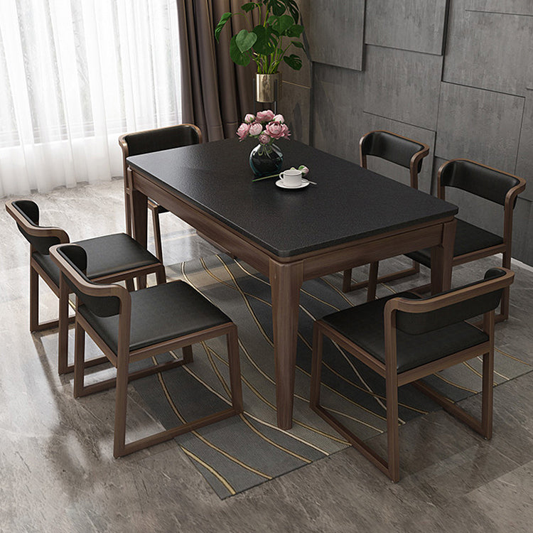 Sintered Stone Dining Table Mid-Century Modern Style 4 Legs Base Table for Dining Room Clearhalo ' dining_table' 'Dining Tables & Seating' 'Dining Tables' 'furn' 'furn_dining_table' 'Furniture' 'furniture_dining_table' 'Kitchen & Dining Furniture' 'kitchen&dining_furn' 'kitchen' 'kitchen_dining_table' 4111819