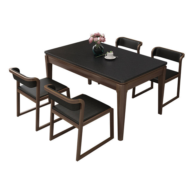 Sintered Stone Dining Table Mid-Century Modern Style 4 Legs Base Table for Dining Room Clearhalo ' dining_table' 'Dining Tables & Seating' 'Dining Tables' 'furn' 'furn_dining_table' 'Furniture' 'furniture_dining_table' 'Kitchen & Dining Furniture' 'kitchen&dining_furn' 'kitchen' 'kitchen_dining_table' 4111824