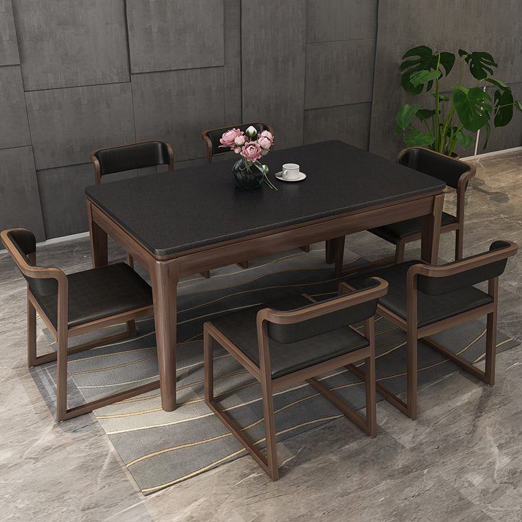 Sintered Stone Dining Table Mid-Century Modern Style 4 Legs Base Table for Dining Room Clearhalo ' dining_table' 'Dining Tables & Seating' 'Dining Tables' 'furn' 'furn_dining_table' 'Furniture' 'furniture_dining_table' 'Kitchen & Dining Furniture' 'kitchen&dining_furn' 'kitchen' 'kitchen_dining_table' 4111827