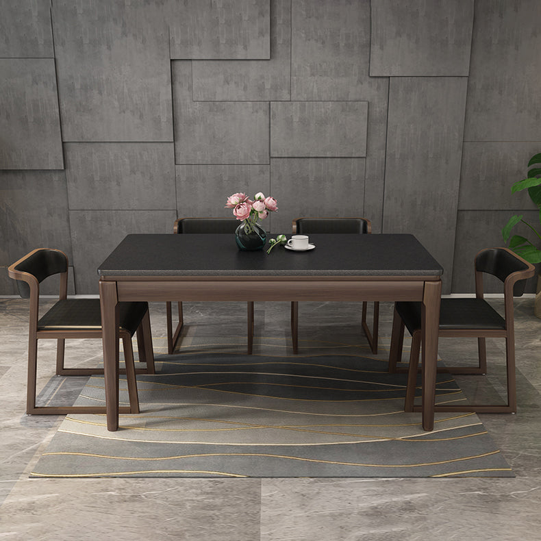 Sintered Stone Dining Table Mid-Century Modern Style 4 Legs Base Table for Dining Room Clearhalo ' dining_table' 'Dining Tables & Seating' 'Dining Tables' 'furn' 'furn_dining_table' 'Furniture' 'furniture_dining_table' 'Kitchen & Dining Furniture' 'kitchen&dining_furn' 'kitchen' 'kitchen_dining_table' 4111828