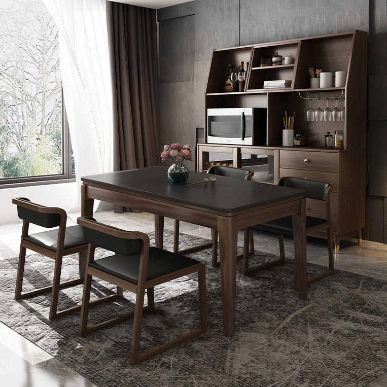 Sintered Stone Dining Table Mid-Century Modern Style 4 Legs Base Table for Dining Room Clearhalo ' dining_table' 'Dining Tables & Seating' 'Dining Tables' 'furn' 'furn_dining_table' 'Furniture' 'furniture_dining_table' 'Kitchen & Dining Furniture' 'kitchen&dining_furn' 'kitchen' 'kitchen_dining_table' 4111829