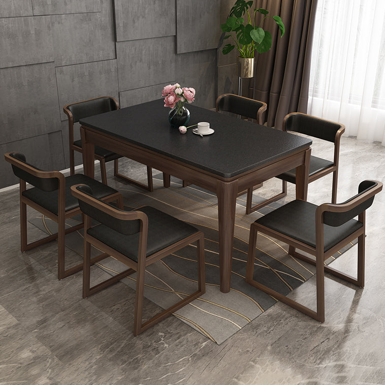 Sintered Stone Dining Table Mid-Century Modern Style 4 Legs Base Table for Dining Room Clearhalo ' dining_table' 'Dining Tables & Seating' 'Dining Tables' 'furn' 'furn_dining_table' 'Furniture' 'furniture_dining_table' 'Kitchen & Dining Furniture' 'kitchen&dining_furn' 'kitchen' 'kitchen_dining_table' 4111830