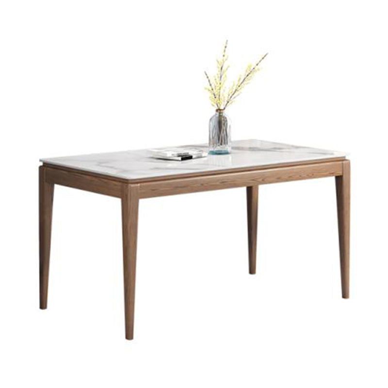 Mid-Century Modern Rectangle Dining Table Sintered Stone Table with 4 Legs Wood Base Without Chairs Clearhalo ' dining_table' 'Dining Tables & Seating' 'Dining Tables' 'furn' 'furn_dining_table' 'Furniture' 'furniture_dining_table' 'Kitchen & Dining Furniture' 'kitchen&dining_furn' 'kitchen' 'kitchen_dining_table' 4111866