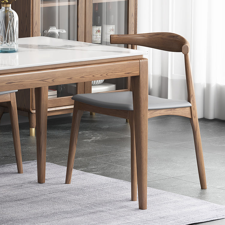Mid-Century Modern Rectangle Dining Table Sintered Stone Table with 4 Legs Wood Base Clearhalo ' dining_table' 'Dining Tables & Seating' 'Dining Tables' 'furn' 'furn_dining_table' 'Furniture' 'furniture_dining_table' 'Kitchen & Dining Furniture' 'kitchen&dining_furn' 'kitchen' 'kitchen_dining_table' 4111870