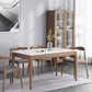 Mid-Century Modern Rectangle Dining Table Sintered Stone Table with 4 Legs Wood Base Clearhalo ' dining_table' 'Dining Tables & Seating' 'Dining Tables' 'furn' 'furn_dining_table' 'Furniture' 'furniture_dining_table' 'Kitchen & Dining Furniture' 'kitchen&dining_furn' 'kitchen' 'kitchen_dining_table' 4111871