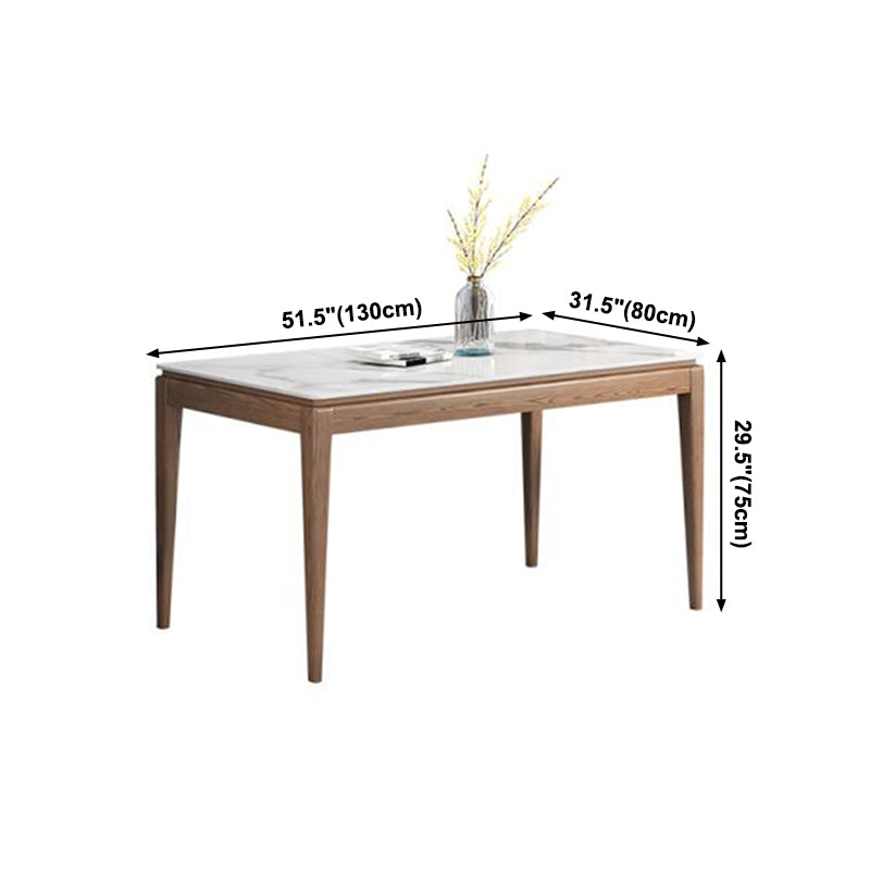 Mid-Century Modern Rectangle Dining Table Sintered Stone Table with 4 Legs Wood Base Clearhalo ' dining_table' 'Dining Tables & Seating' 'Dining Tables' 'furn' 'furn_dining_table' 'Furniture' 'furniture_dining_table' 'Kitchen & Dining Furniture' 'kitchen&dining_furn' 'kitchen' 'kitchen_dining_table' 4111876