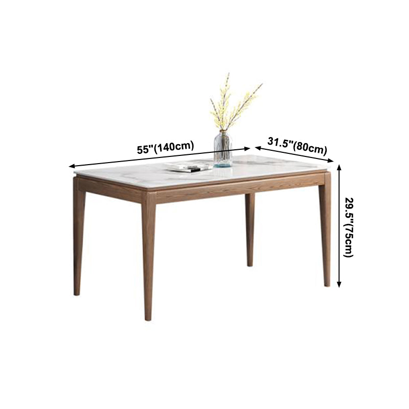 Mid-Century Modern Rectangle Dining Table Sintered Stone Table with 4 Legs Wood Base Clearhalo ' dining_table' 'Dining Tables & Seating' 'Dining Tables' 'furn' 'furn_dining_table' 'Furniture' 'furniture_dining_table' 'Kitchen & Dining Furniture' 'kitchen&dining_furn' 'kitchen' 'kitchen_dining_table' 4111877