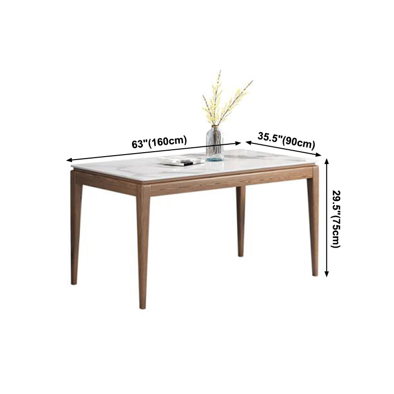Mid-Century Modern Rectangle Dining Table Sintered Stone Table with 4 Legs Wood Base Clearhalo ' dining_table' 'Dining Tables & Seating' 'Dining Tables' 'furn' 'furn_dining_table' 'Furniture' 'furniture_dining_table' 'Kitchen & Dining Furniture' 'kitchen&dining_furn' 'kitchen' 'kitchen_dining_table' 4111879