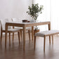 Medieval Modern Marble Rectangle Table White Table with Wooden Base and 4 Legs Clearhalo ' dining_table' 'Dining Tables & Seating' 'Dining Tables' 'furn' 'furn_dining_table' 'Furniture' 'furniture_dining_table' 'Kitchen & Dining Furniture' 'kitchen&dining_furn' 'kitchen' 'kitchen_dining_table' 4111896