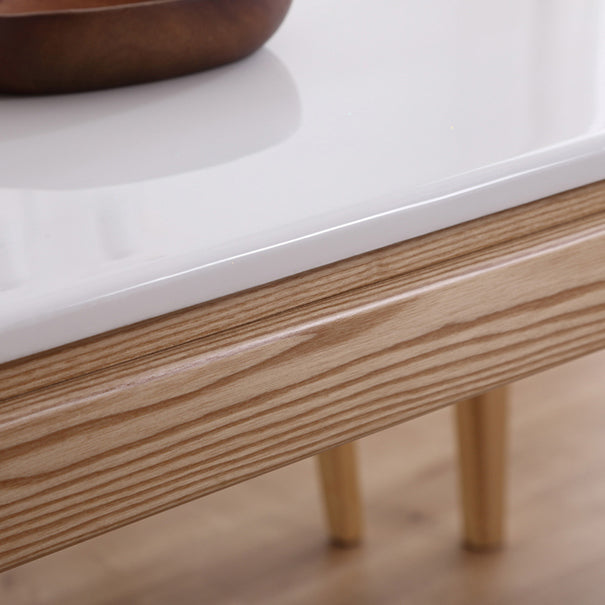 Medieval Modern Marble Rectangle Table White Table with Wooden Base and 4 Legs Clearhalo ' dining_table' 'Dining Tables & Seating' 'Dining Tables' 'furn' 'furn_dining_table' 'Furniture' 'furniture_dining_table' 'Kitchen & Dining Furniture' 'kitchen&dining_furn' 'kitchen' 'kitchen_dining_table' 4111902