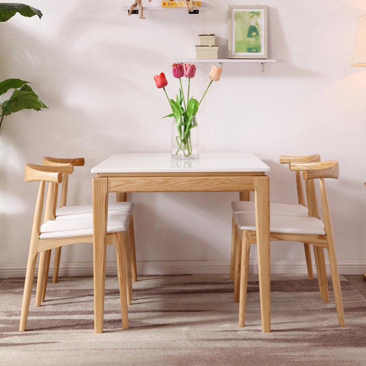Medieval Modern Marble Rectangle Table White Table with Wooden Base and 4 Legs Clearhalo ' dining_table' 'Dining Tables & Seating' 'Dining Tables' 'furn' 'furn_dining_table' 'Furniture' 'furniture_dining_table' 'Kitchen & Dining Furniture' 'kitchen&dining_furn' 'kitchen' 'kitchen_dining_table' 4111903