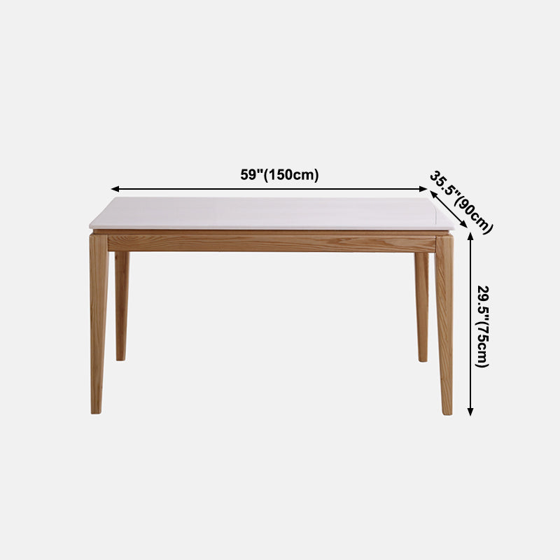 Medieval Modern Marble Rectangle Table White Table with Wooden Base and 4 Legs Clearhalo ' dining_table' 'Dining Tables & Seating' 'Dining Tables' 'furn' 'furn_dining_table' 'Furniture' 'furniture_dining_table' 'Kitchen & Dining Furniture' 'kitchen&dining_furn' 'kitchen' 'kitchen_dining_table' 4111908