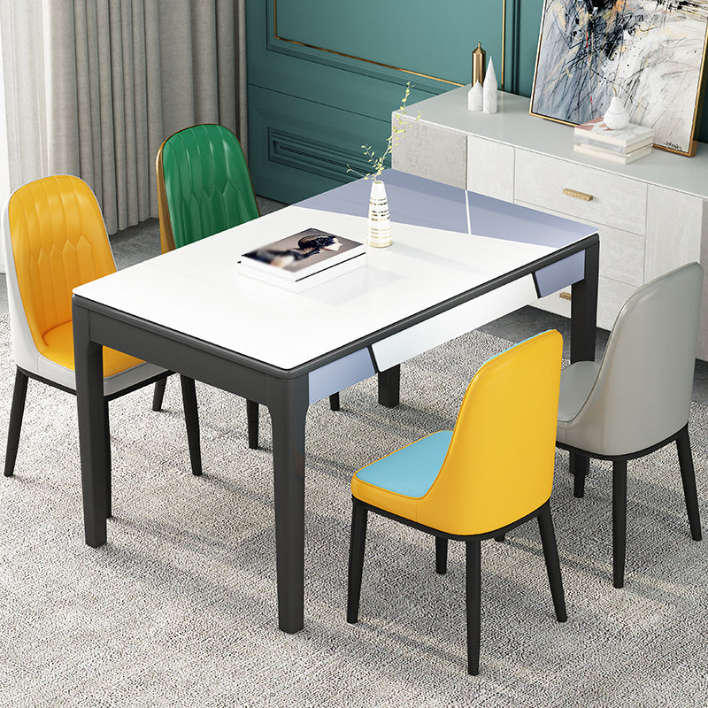 Glass Dining Table Mid-Century Style 4 Legs Base Rectangle Table for Dining Room Clearhalo ' dining_table' 'Dining Tables & Seating' 'Dining Tables' 'furn' 'furn_dining_table' 'Furniture' 'furniture_dining_table' 'Kitchen & Dining Furniture' 'kitchen&dining_furn' 'kitchen' 'kitchen_dining_table' 4111911