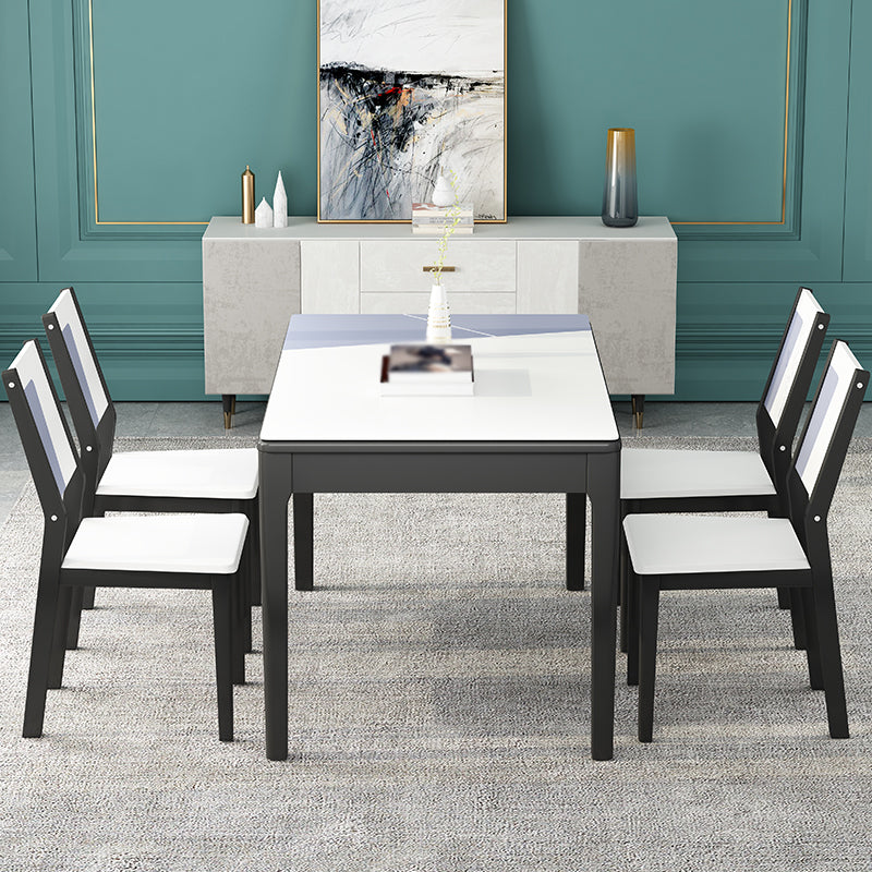 Glass Dining Table Mid-Century Style 4 Legs Base Rectangle Table for Dining Room Clearhalo ' dining_table' 'Dining Tables & Seating' 'Dining Tables' 'furn' 'furn_dining_table' 'Furniture' 'furniture_dining_table' 'Kitchen & Dining Furniture' 'kitchen&dining_furn' 'kitchen' 'kitchen_dining_table' 4111912