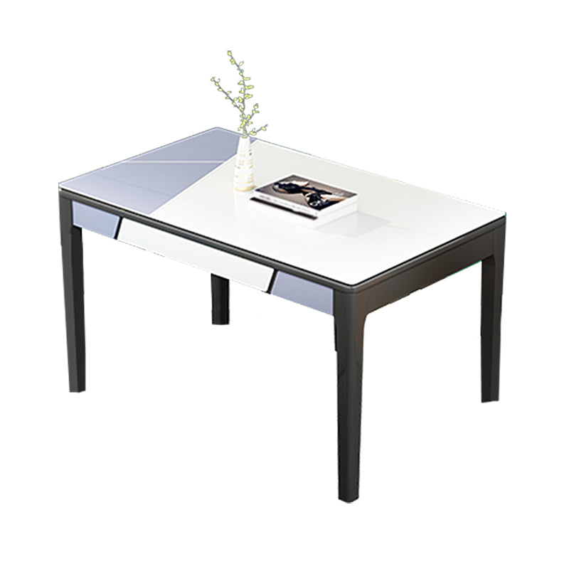 Glass Dining Table Mid-Century Style 4 Legs Base Rectangle Table for Dining Room Without Chairs Clearhalo ' dining_table' 'Dining Tables & Seating' 'Dining Tables' 'furn' 'furn_dining_table' 'Furniture' 'furniture_dining_table' 'Kitchen & Dining Furniture' 'kitchen&dining_furn' 'kitchen' 'kitchen_dining_table' 4111913