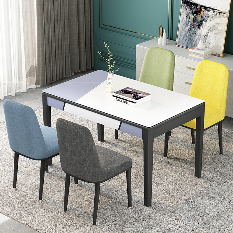 Glass Dining Table Mid-Century Style 4 Legs Base Rectangle Table for Dining Room Clearhalo ' dining_table' 'Dining Tables & Seating' 'Dining Tables' 'furn' 'furn_dining_table' 'Furniture' 'furniture_dining_table' 'Kitchen & Dining Furniture' 'kitchen&dining_furn' 'kitchen' 'kitchen_dining_table' 4111916