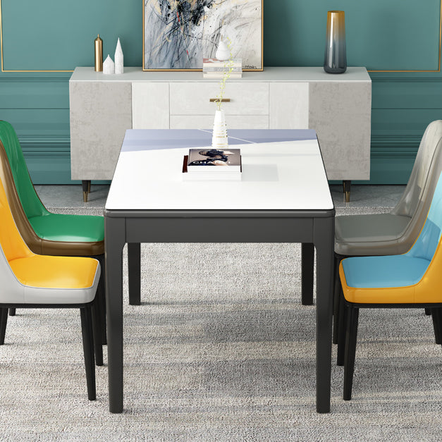 Glass Dining Table Mid-Century Style 4 Legs Base Rectangle Table for Dining Room Clearhalo ' dining_table' 'Dining Tables & Seating' 'Dining Tables' 'furn' 'furn_dining_table' 'Furniture' 'furniture_dining_table' 'Kitchen & Dining Furniture' 'kitchen&dining_furn' 'kitchen' 'kitchen_dining_table' 4111917