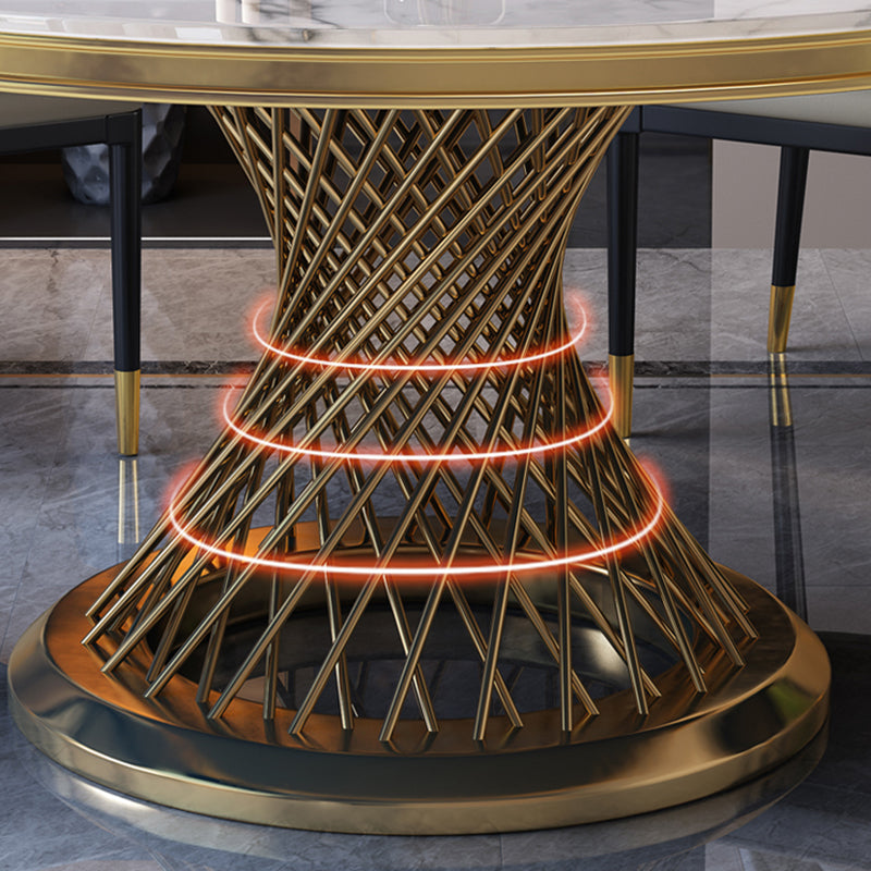 Marble Dining Table Single Pedestal Base Luxury Style Round Table for Dining Room Clearhalo ' dining_table' 'Dining Tables & Seating' 'Dining Tables' 'Furniture' 'furniture_dining_table' 'Kitchen & Dining Furniture' 'kitchen&dining_furn' 'kitchen' 'kitchen_dining_table' 4111932