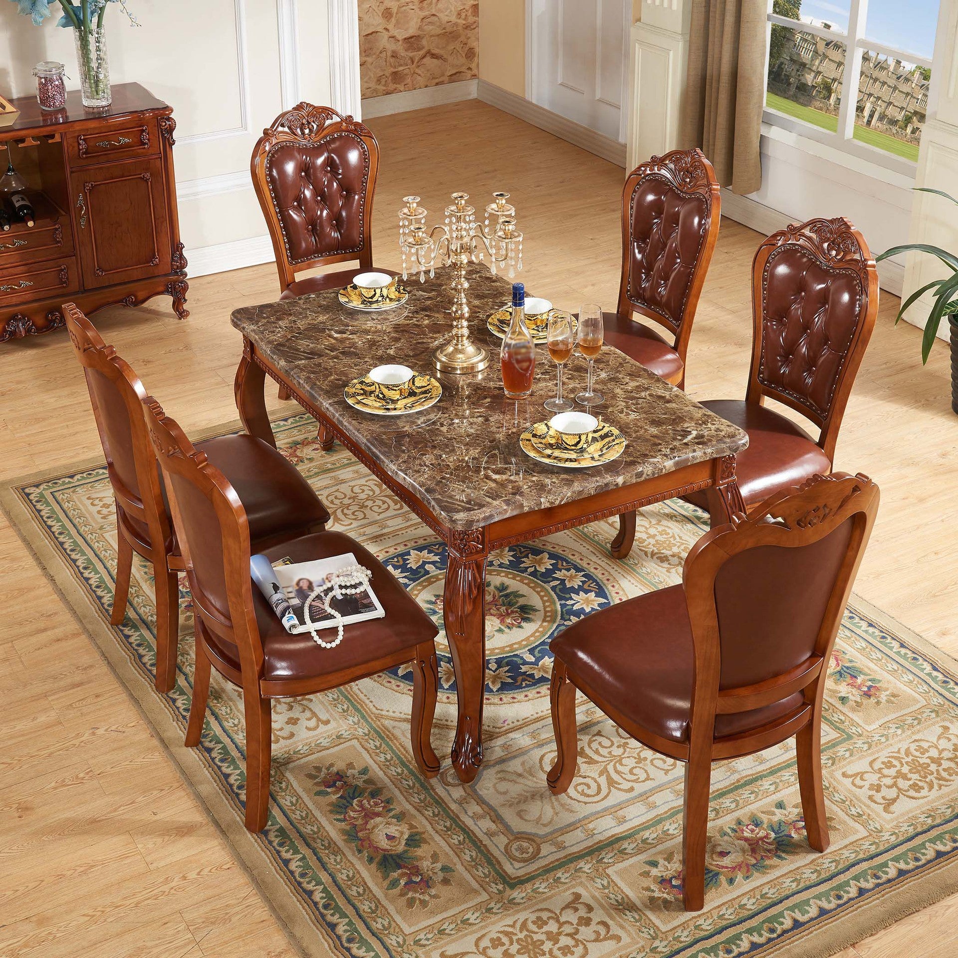 Solid Wood Victorian Rectangular Table Indoor Table with 4 Legs Clearhalo ' dining_table' 'Dining Tables & Seating' 'Dining Tables' 'furn' 'furn_dining_table' 'Furniture' 'furniture_dining_table' 'Kitchen & Dining Furniture' 'kitchen&dining_furn' 'kitchen' 'kitchen_dining_table' 4111940