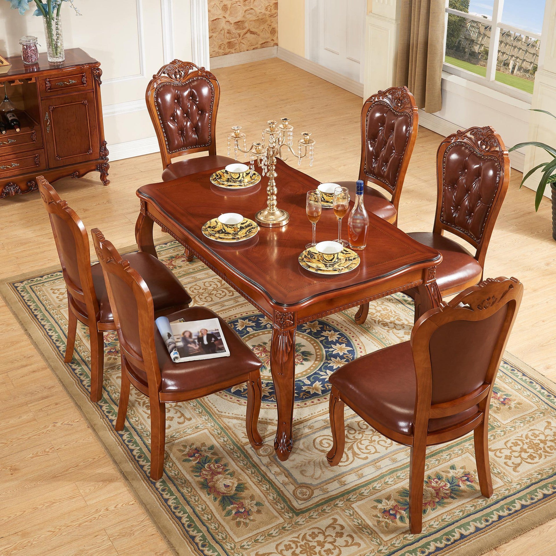 Solid Wood Victorian Rectangular Table Indoor Table with 4 Legs Clearhalo ' dining_table' 'Dining Tables & Seating' 'Dining Tables' 'furn' 'furn_dining_table' 'Furniture' 'furniture_dining_table' 'Kitchen & Dining Furniture' 'kitchen&dining_furn' 'kitchen' 'kitchen_dining_table' 4111941