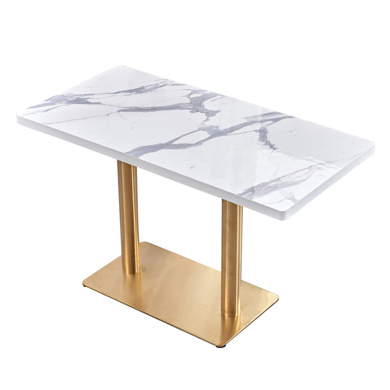 Metal Traditional Luxury Table Pedestal Base Table for Kitchen and Dining Room Rectangle Matte White Without Chairs Clearhalo ' dining_table' 'Dining Tables & Seating' 'Dining Tables' 'furn' 'furn_dining_table' 'Furniture' 'furniture_dining_table' 'Kitchen & Dining Furniture' 'kitchen&dining_furn' 'kitchen' 'kitchen_dining_table' 4111967