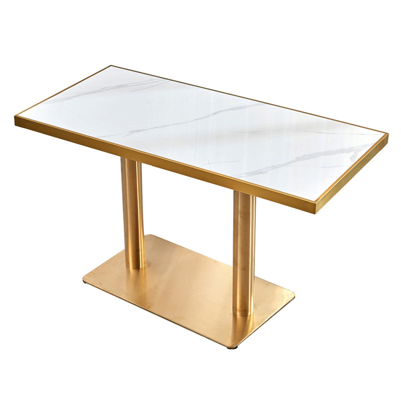 Metal Traditional Luxury Table Pedestal Base Table for Kitchen and Dining Room Rectangle White Without Chairs Clearhalo ' dining_table' 'Dining Tables & Seating' 'Dining Tables' 'furn' 'furn_dining_table' 'Furniture' 'furniture_dining_table' 'Kitchen & Dining Furniture' 'kitchen&dining_furn' 'kitchen' 'kitchen_dining_table' 4111969