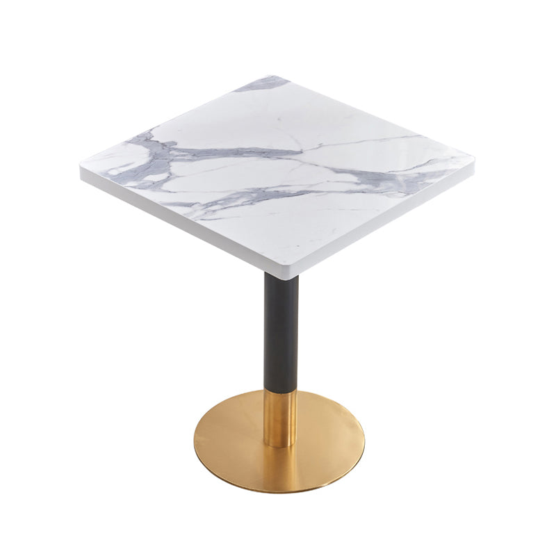 23.6-inch Traditional Luxury Table Dining Metal Pedestal Table Square Gloss White Without Chairs Clearhalo ' dining_table' 'Dining Tables & Seating' 'Dining Tables' 'furn' 'furn_dining_table' 'Furniture' 'furniture_dining_table' 'Kitchen & Dining Furniture' 'kitchen&dining_furn' 'kitchen' 'kitchen_dining_table' 4111983