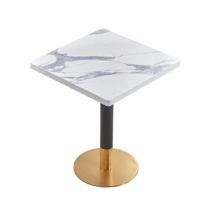 23.6-inch Traditional Luxury Table Dining Metal Pedestal Table Square Gloss White Without Chairs Clearhalo ' dining_table' 'Dining Tables & Seating' 'Dining Tables' 'furn' 'furn_dining_table' 'Furniture' 'furniture_dining_table' 'Kitchen & Dining Furniture' 'kitchen&dining_furn' 'kitchen' 'kitchen_dining_table' 4111983