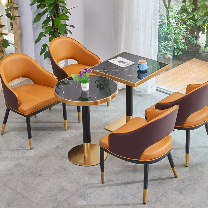 23.6-inch Traditional Luxury Table Dining Metal Pedestal Table Clearhalo ' dining_table' 'Dining Tables & Seating' 'Dining Tables' 'furn' 'furn_dining_table' 'Furniture' 'furniture_dining_table' 'Kitchen & Dining Furniture' 'kitchen&dining_furn' 'kitchen' 'kitchen_dining_table' 4111985