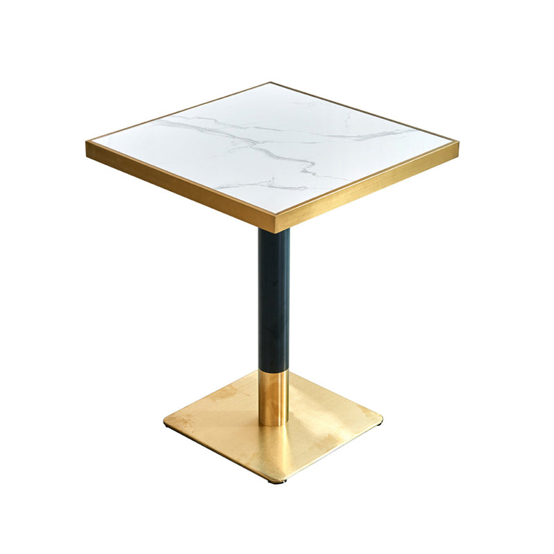23.6-inch Traditional Luxury Table Dining Metal Pedestal Table Square White Without Chairs Clearhalo ' dining_table' 'Dining Tables & Seating' 'Dining Tables' 'furn' 'furn_dining_table' 'Furniture' 'furniture_dining_table' 'Kitchen & Dining Furniture' 'kitchen&dining_furn' 'kitchen' 'kitchen_dining_table' 4111989