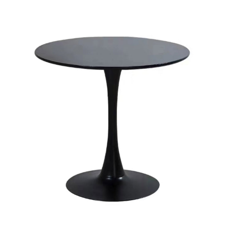 Simple MDF Round Shape Dining Tale Standard Kitchen Dining Table with Tulip Base Black Without Chairs Clearhalo ' dining_table' 'Dining Tables & Seating' 'Dining Tables' 'furn' 'furn_dining_table' 'Furniture' 'furniture_dining_table' 'Kitchen & Dining Furniture' 'kitchen&dining_furn' 'kitchen' 'kitchen_dining_table' 4112015
