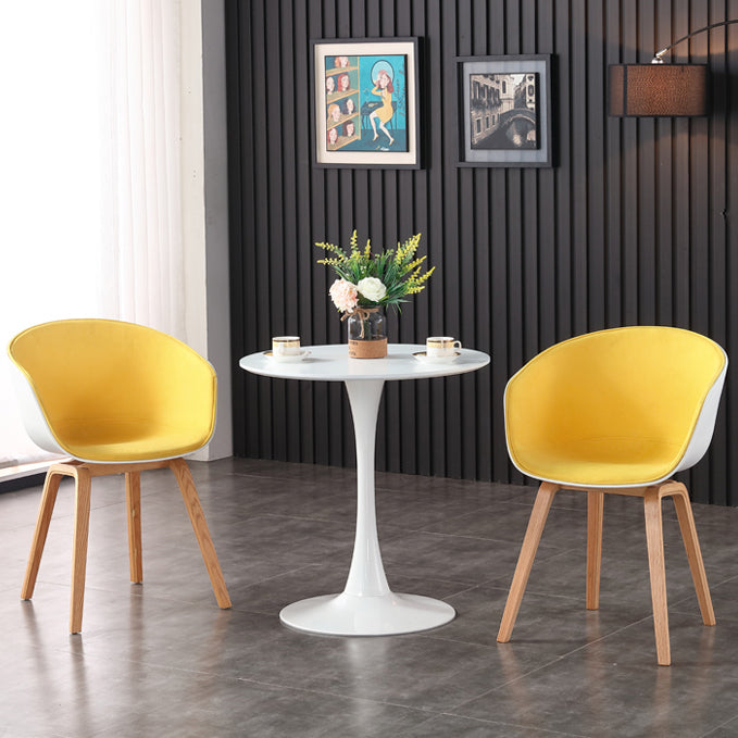 Simple MDF Round Shape Dining Tale Standard Kitchen Dining Table with Tulip Base Clearhalo ' dining_table' 'Dining Tables & Seating' 'Dining Tables' 'furn' 'furn_dining_table' 'Furniture' 'furniture_dining_table' 'Kitchen & Dining Furniture' 'kitchen&dining_furn' 'kitchen' 'kitchen_dining_table' 4112019