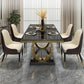 Rectangle Traditional Luxury Dining Table Sintered Stone Table with Gold Trestle Base Clearhalo ' dining_table' 'Dining Tables & Seating' 'Dining Tables' 'furn' 'furn_dining_table' 'Furniture' 'furniture_dining_table' 'Kitchen & Dining Furniture' 'kitchen&dining_furn' 'kitchen' 'kitchen_dining_table' 4112029