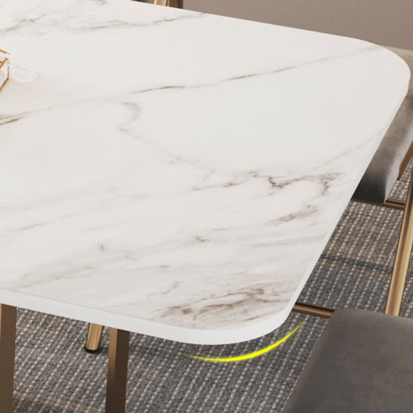 Contemporary Rectangle Dining Table Sintered Stone Drop-Leaf Table with Metal Base for Dining Room Clearhalo ' dining_table' 'Dining Tables & Seating' 'Dining Tables' 'furn' 'furn_dining_table' 'Furniture' 'furniture_dining_table' 'Kitchen & Dining Furniture' 'kitchen&dining_furn' 'kitchen' 'kitchen_dining_table' 4112043