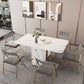 Contemporary Rectangle Dining Table Sintered Stone Drop-Leaf Table with Metal Base for Dining Room Clearhalo ' dining_table' 'Dining Tables & Seating' 'Dining Tables' 'furn' 'furn_dining_table' 'Furniture' 'furniture_dining_table' 'Kitchen & Dining Furniture' 'kitchen&dining_furn' 'kitchen' 'kitchen_dining_table' 4112049