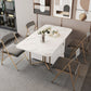 Contemporary Rectangle Dining Table Sintered Stone Drop-Leaf Table with Metal Base for Dining Room Clearhalo ' dining_table' 'Dining Tables & Seating' 'Dining Tables' 'furn' 'furn_dining_table' 'Furniture' 'furniture_dining_table' 'Kitchen & Dining Furniture' 'kitchen&dining_furn' 'kitchen' 'kitchen_dining_table' 4112050