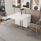 Contemporary Rectangle Dining Table Sintered Stone Drop-Leaf Table with Metal Base for Dining Room Clearhalo ' dining_table' 'Dining Tables & Seating' 'Dining Tables' 'furn' 'furn_dining_table' 'Furniture' 'furniture_dining_table' 'Kitchen & Dining Furniture' 'kitchen&dining_furn' 'kitchen' 'kitchen_dining_table' 4112051