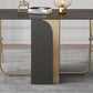 Modern Style Rectangle Dining Table 62.6" Sintered Stone Drop-Leaf Table with Metal Base Clearhalo ' dining_table' 'Dining Tables & Seating' 'Dining Tables' 'furn' 'furn_dining_table' 'Furniture' 'furniture_dining_table' 'Kitchen & Dining Furniture' 'kitchen&dining_furn' 'kitchen' 'kitchen_dining_table' 4112062