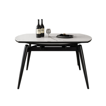 Contemporary Round Dining Table Sintered Stone Table with 4 Ash Solid Wood Legs White Without Chairs Clearhalo ' dining_table' 'Dining Tables & Seating' 'Dining Tables' 'furn' 'furn_dining_table' 'Furniture' 'furniture_dining_table' 'Kitchen & Dining Furniture' 'kitchen&dining_furn' 'kitchen' 'kitchen_dining_table' 4112069