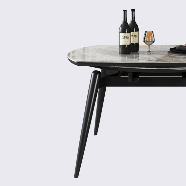 Contemporary Round Dining Table Sintered Stone Table with 4 Ash Solid Wood Legs Clearhalo ' dining_table' 'Dining Tables & Seating' 'Dining Tables' 'furn' 'furn_dining_table' 'Furniture' 'furniture_dining_table' 'Kitchen & Dining Furniture' 'kitchen&dining_furn' 'kitchen' 'kitchen_dining_table' 4112070