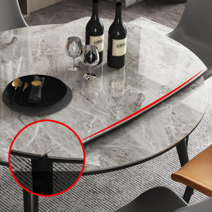 Contemporary Round Dining Table Sintered Stone Table with 4 Ash Solid Wood Legs Clearhalo ' dining_table' 'Dining Tables & Seating' 'Dining Tables' 'furn' 'furn_dining_table' 'Furniture' 'furniture_dining_table' 'Kitchen & Dining Furniture' 'kitchen&dining_furn' 'kitchen' 'kitchen_dining_table' 4112071