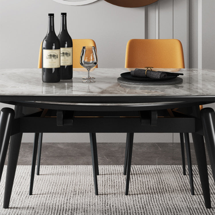 Contemporary Round Dining Table Sintered Stone Table with 4 Ash Solid Wood Legs Clearhalo ' dining_table' 'Dining Tables & Seating' 'Dining Tables' 'furn' 'furn_dining_table' 'Furniture' 'furniture_dining_table' 'Kitchen & Dining Furniture' 'kitchen&dining_furn' 'kitchen' 'kitchen_dining_table' 4112072